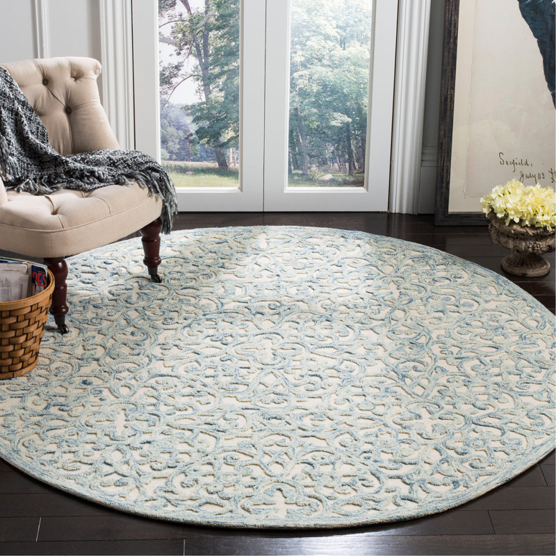 Tapis en laine et en coton tuftÃ©s Ã  la main par Marys Trace, Rond 4 pi