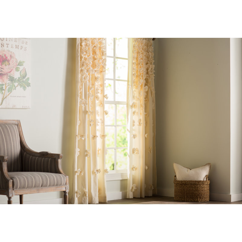 Semi Sheer Curtain Single Panel, Ivory, Width 137 x Drop 213 cm