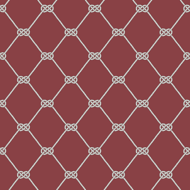 Nautical Theme 10m x 53cm Matte Wallpaper Roll, Red/White