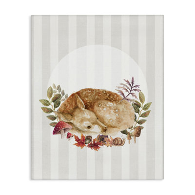 Fawn on Stripes Canvas Wall Art by Janice Gaynor