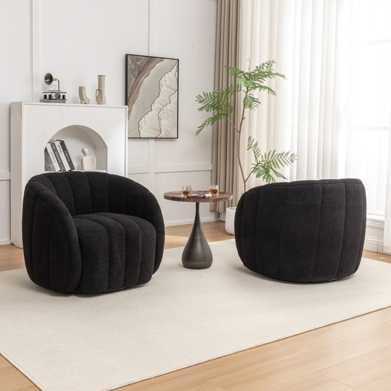 Fauteuil demi-tonneau pivotant, Mélange de polyester noir