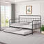 Full Size Metal Daybed with Trundle - Industrial Pipe Design - Mattress Ready-700416502