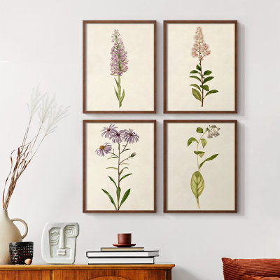 «Mauve Garden Flowers I», ensemble de 4 encadrées