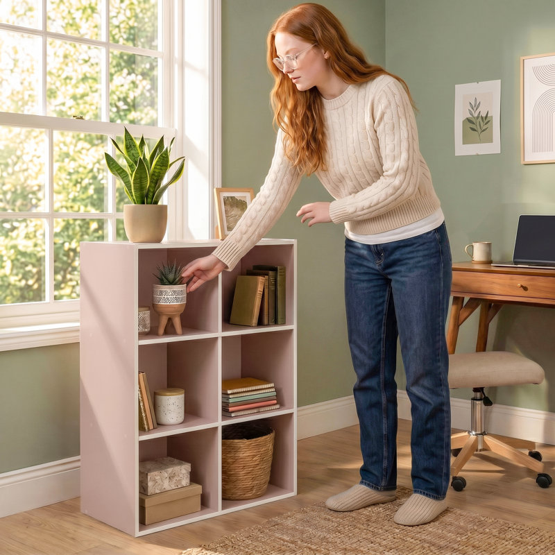 Bibliothèque de rangement Moduline, 6 cubes, Rose clair