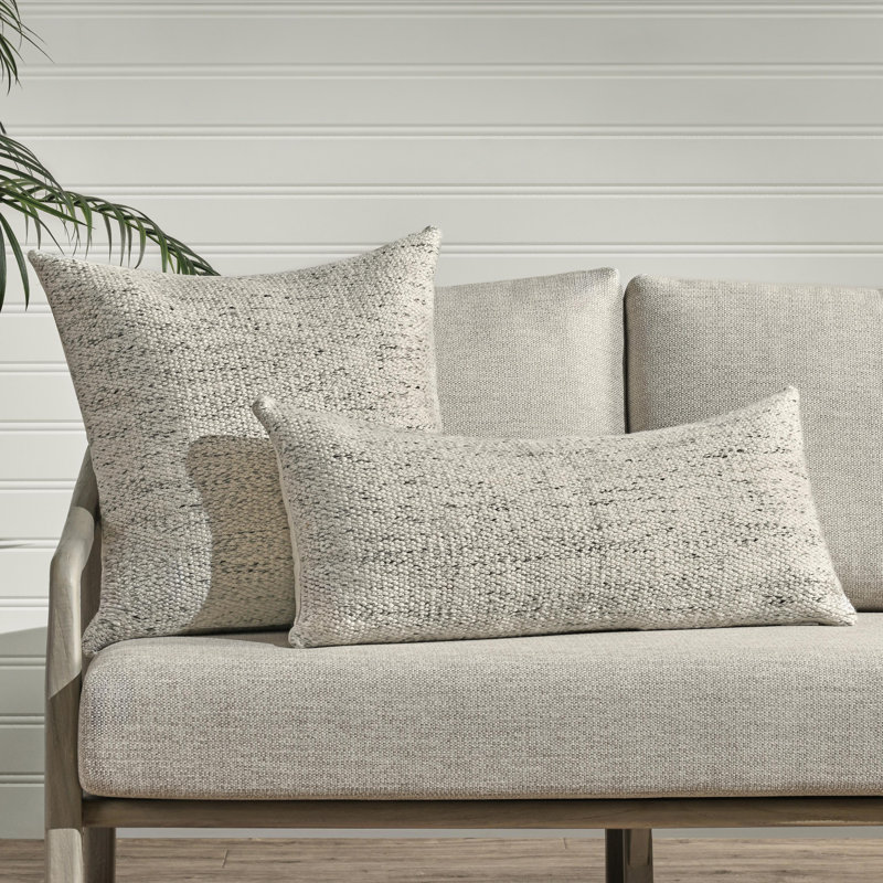Stella 26" Recycled Fabric Fabric Throw Pillow, Ivory, Rectangular, 16" x 36", Ivory