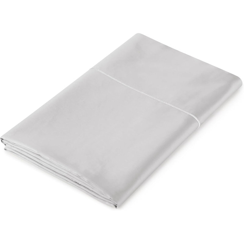 Drap plat certifié biologique seulement - draps 100% coton biologique avec une finition luxueuse en tissage de satin à densité de tissage de 500 fils - Certifié Gots & Fairtrade (gris, double)
