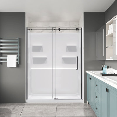 Pfanner 62" W X 32.06" D X 78.75" H Rectangle Shower Cabinet In Black Finish