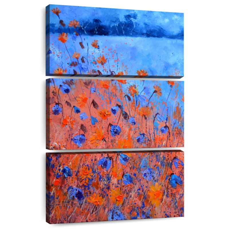 Avery Orange And Blue Poppies Bloom, 38" H x 24" W