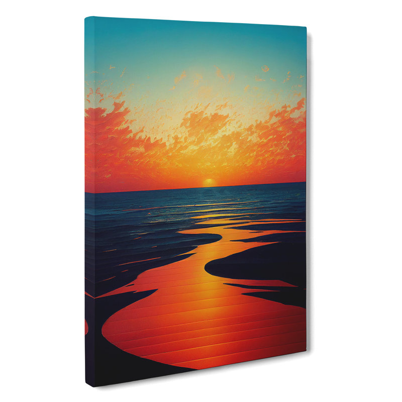 Sunset Watercolour Art No.1 - Wrapped Canvas Print, 50cm H x 35cm W x 3cm D