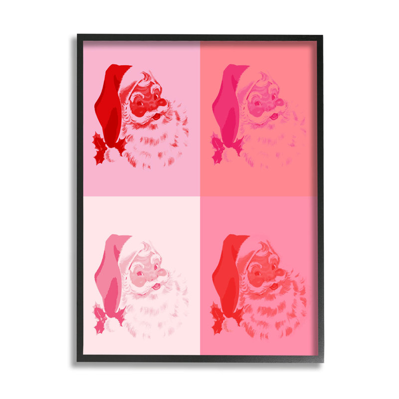 Père Noël pop de style pop - 284, Giclée encadrée noir minuit, H 14 po x l 11 po x P 1,5 po