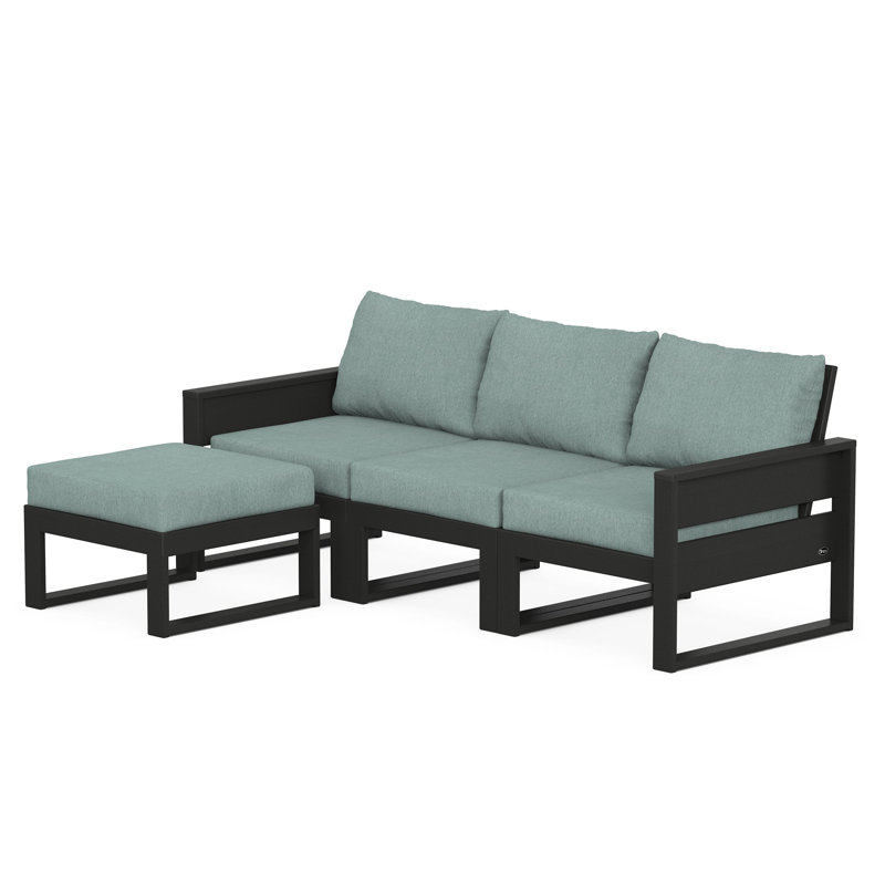 TREX Outdoors Eastport 3 - Person Outdoor Seating Group with Cushions, Black, Glacier Spa
