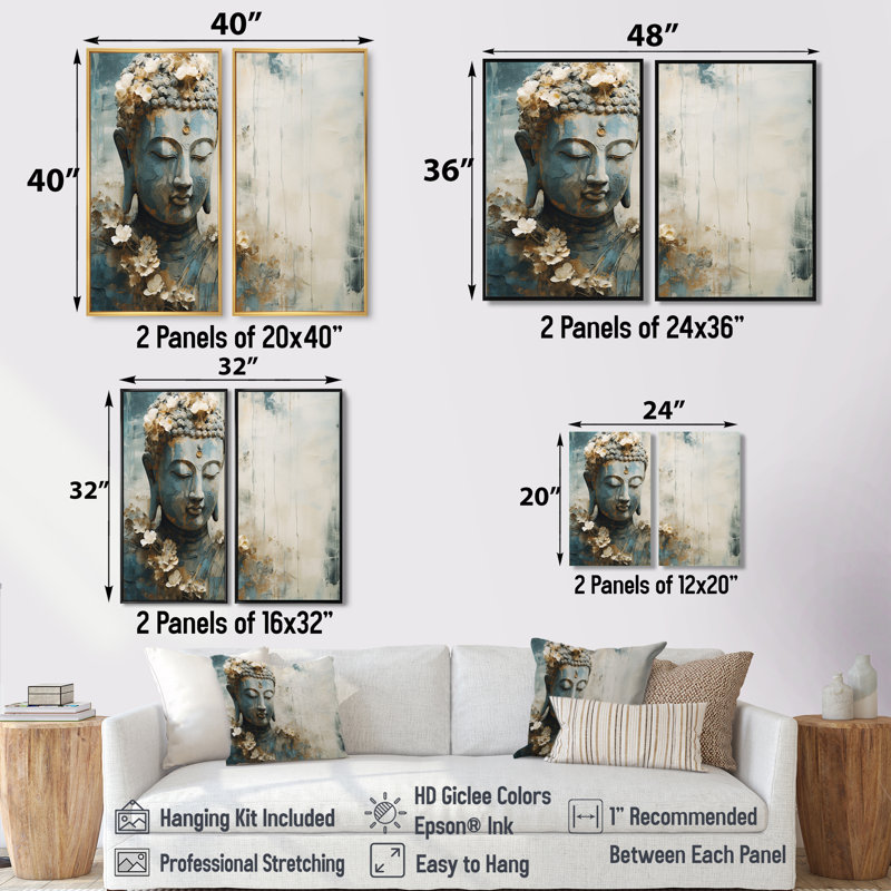 Statue de bouddhisme religieux - art mural grand bouddhisme, H 40 po x l 40 po, Toile tendue, Ne s’applique pas