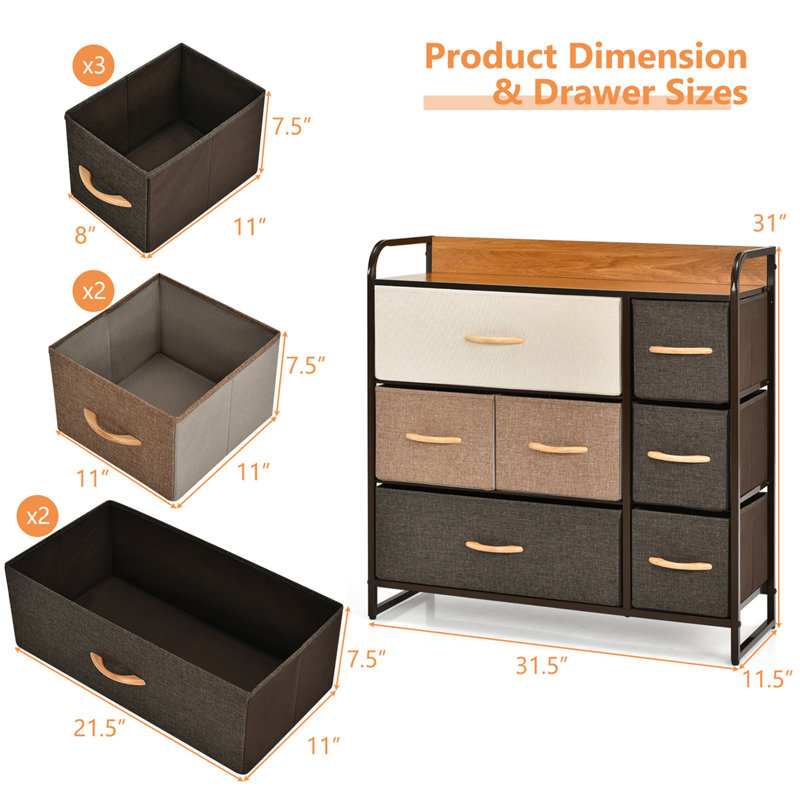 Commode de rangement 7 tiroirs Holloman