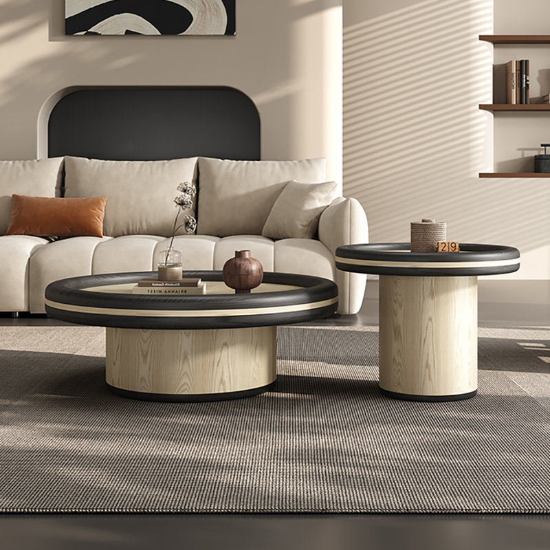 Table basse ronde ronde couleur bois