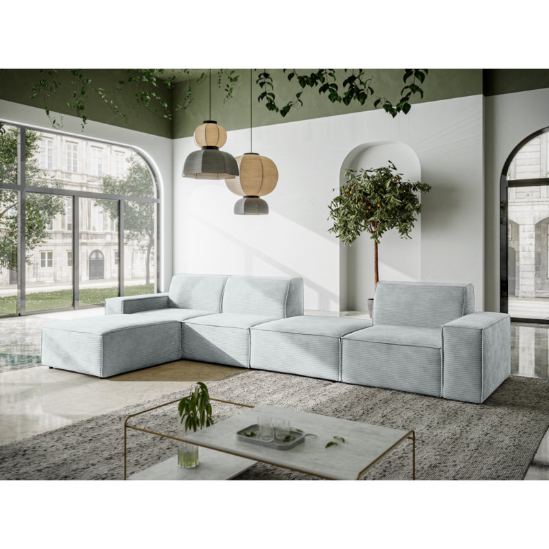 Burkittsville 5 Seater Corner Sofa , Left Hand Facing, Light Grey Blue