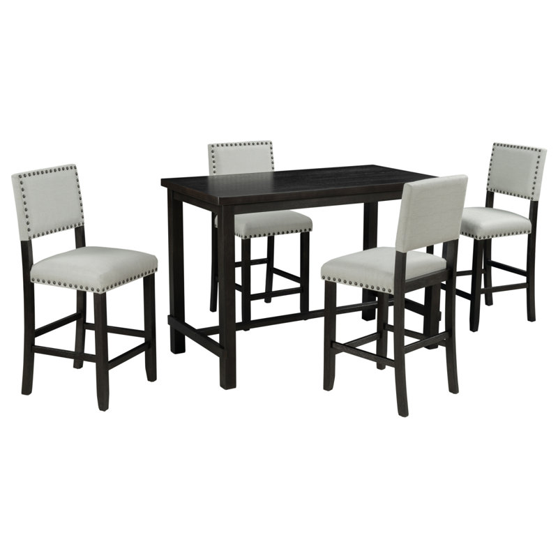 5-Piece Counter Height Dining Set, Dining Table Set Dining Room Set, Classic Elegant Table And 4 Chairs