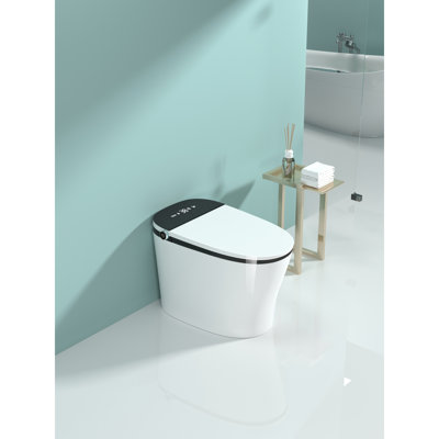 Smart Toilet with Bidet Built in, ADA One-Piece Toilet Auto Open/Close & Flush, Heated Seat, Front & Rear Wash, LED Display, Night Light, 12-inch Rough-in (Black Screen)