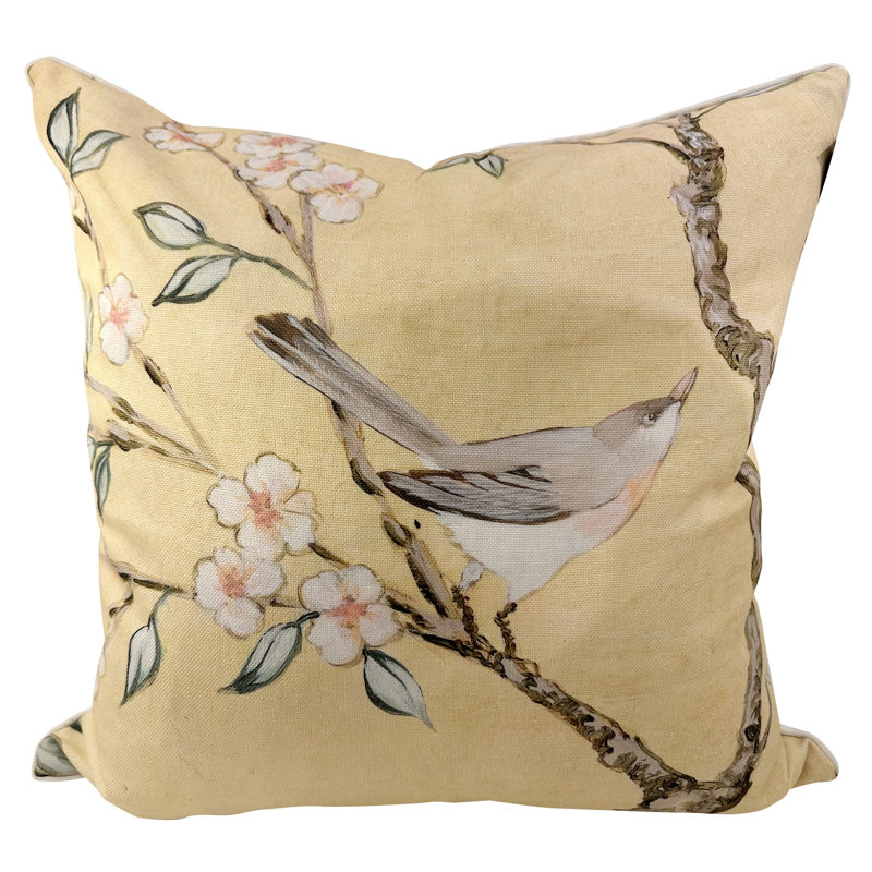 Coussin décoratif Tamara Day for StyleCraft Golden Branch Songbird - multicolore - 24 po x 24 po