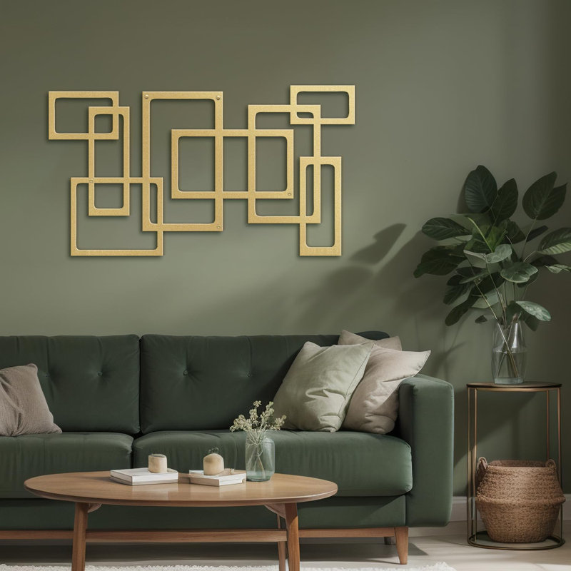 Décoration murale en métal, Or, H 18 po x l 36 po x P 0,05 po
