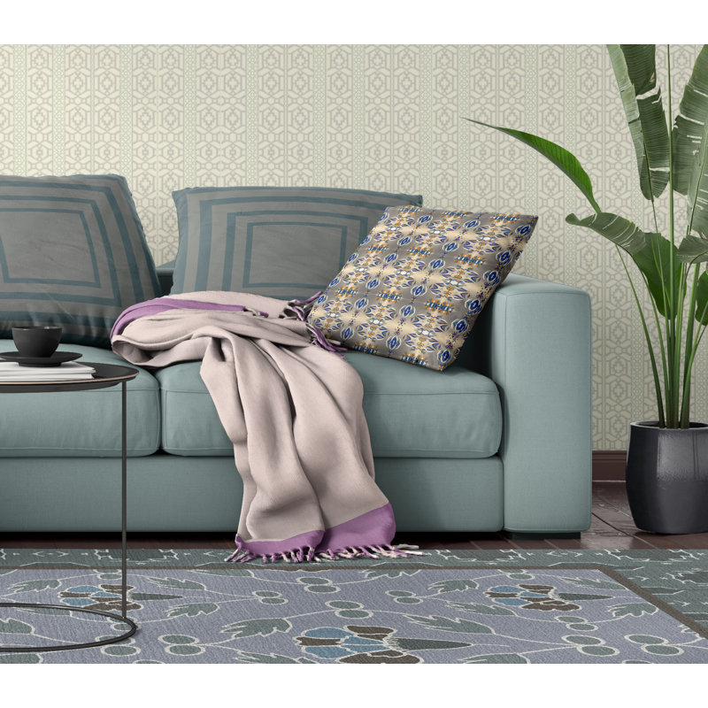  Housse de coussin carré et insert, H 16 po x l 16 po, Fermeture éclair, Brun/bleu