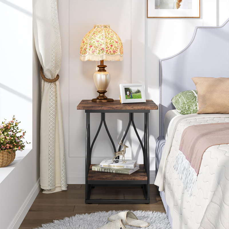 Karlov Frame End Table, Brown, Black