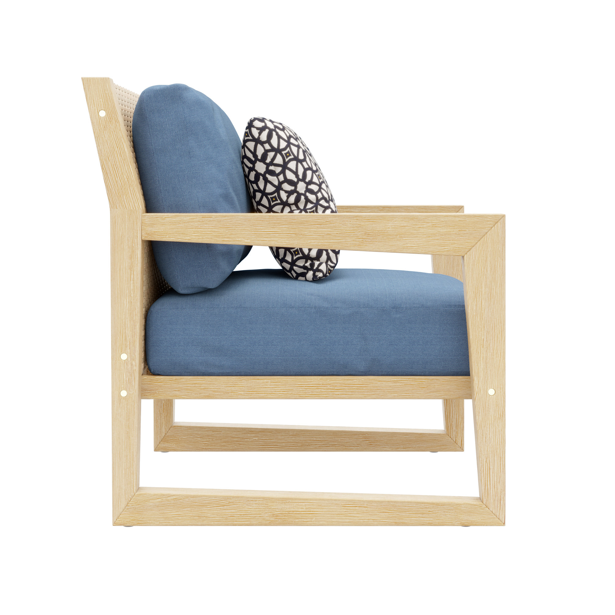Norrell Outdoor Lounge Chair with Cushions, Blue/Antique White