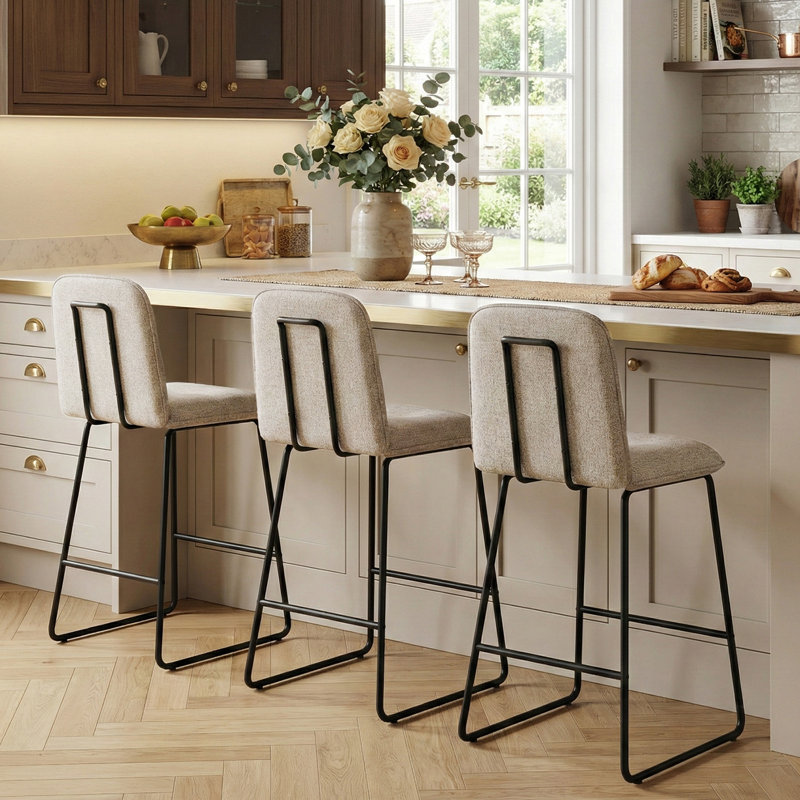 Tabouret de bar moderne avec pieds en métal, Sable, 3