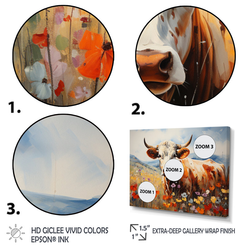«Cow Natures Symphony II», reproduction sur toile, H 30 po x l 40 po x P 1,5 po, Cadre doré simple