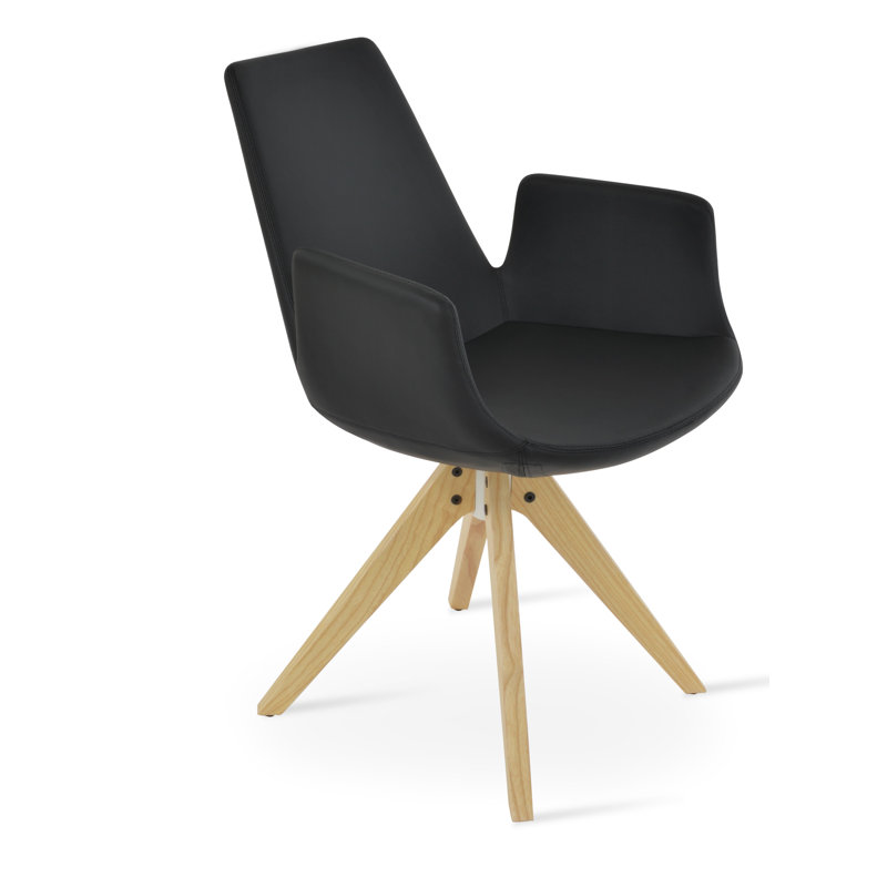 Chaise en bois pyramidal eiffel accoudoirs, Noir