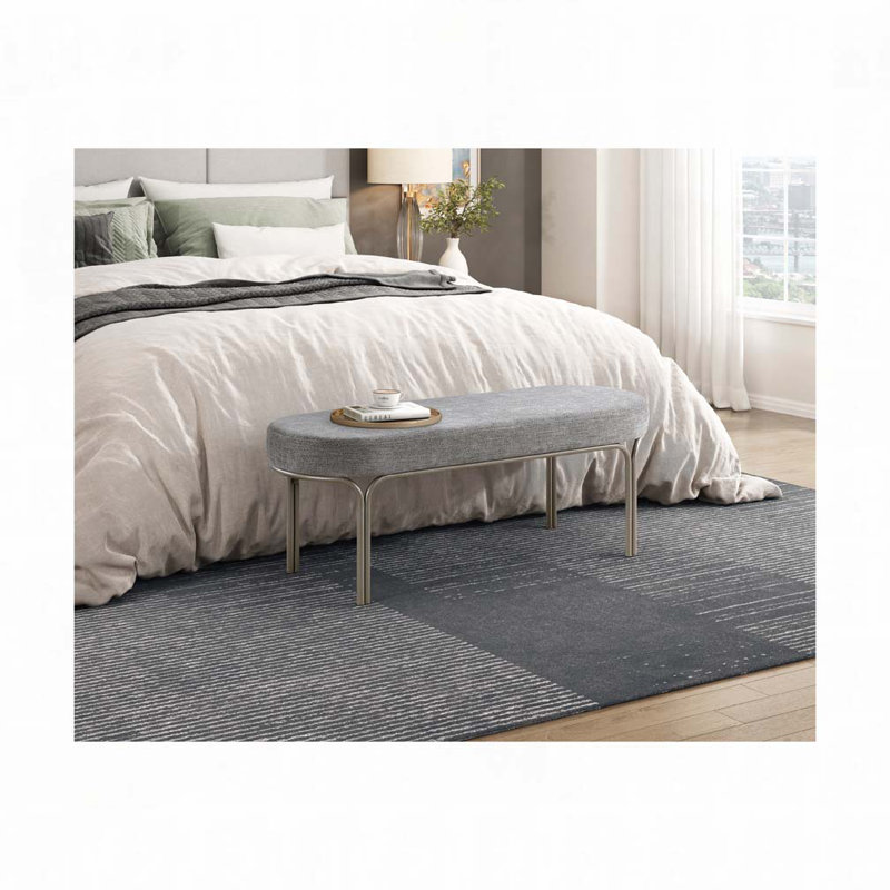Chenille Upholstery Sleek  Bench