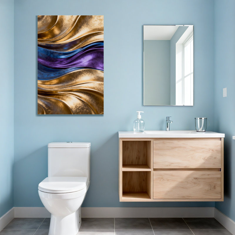 Fashion Golden Waves Purple Blue Abstract Art