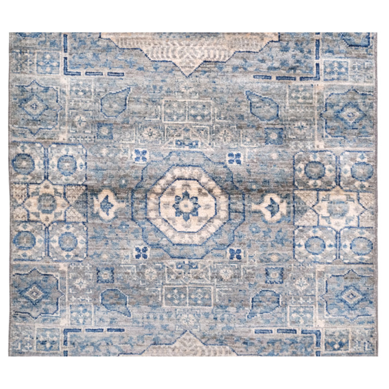 Tapis gris noué à la main de haute qualité