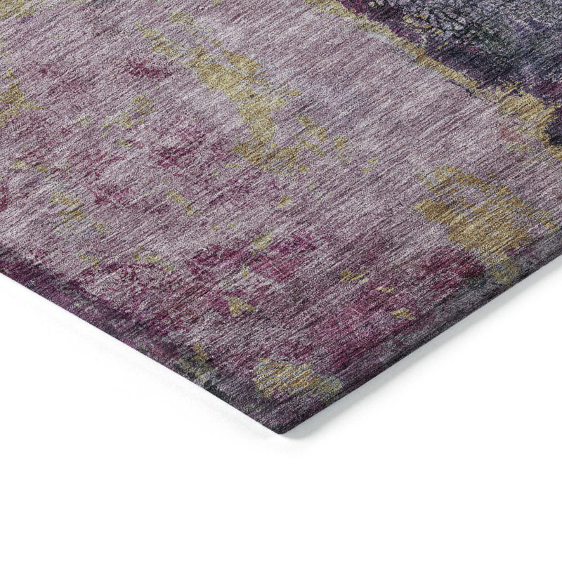 Tapis d'extérieur lavable abstrait 3 pi x 5 pi mauve