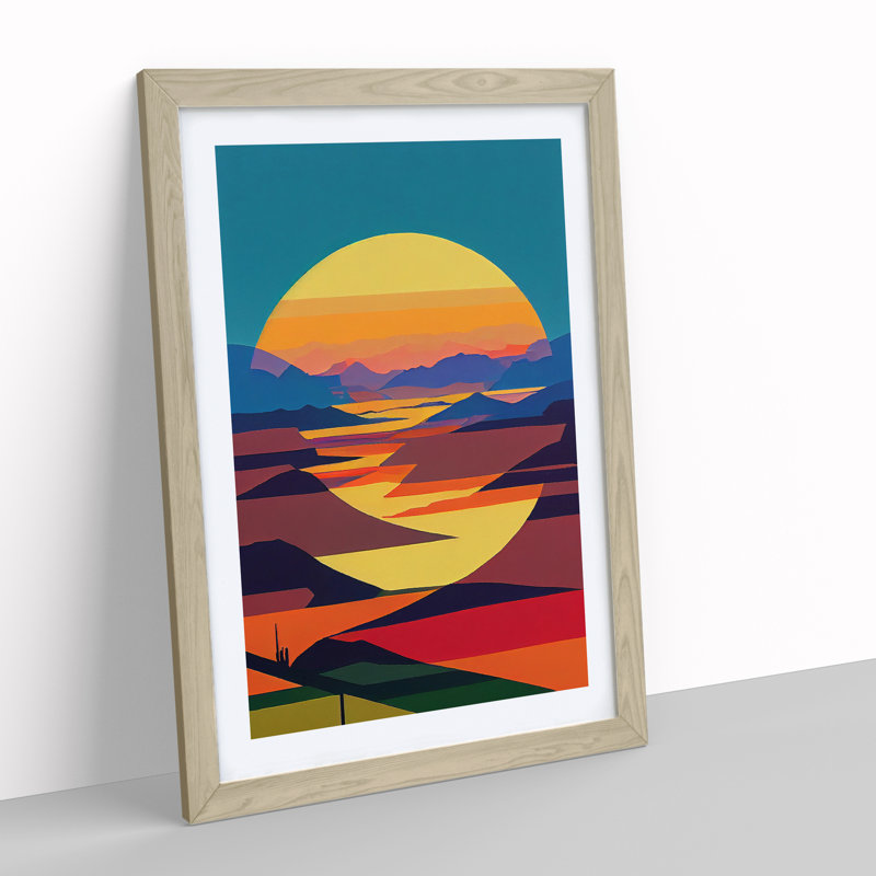 Boundless Sunset - Print, Oak Framed, White, 66cm H x 48cm W x 2cm D