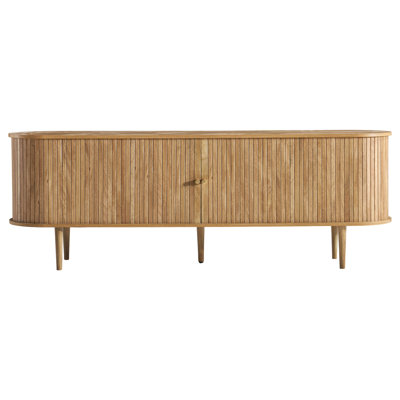 Baheerah 70" TV Stand with Solid Wood Legs with Tambour Door for 80-inch TV