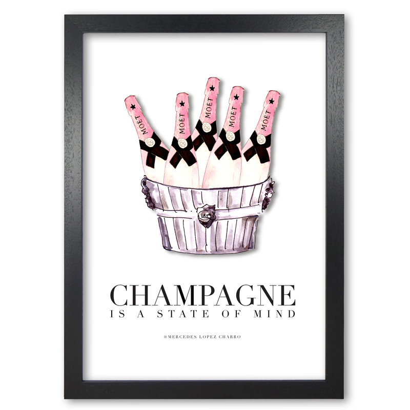 Moet Champagne Is A State Of Mind - Print, 59.4 cm H x 42 cm W x 5 cm D, Black Grain