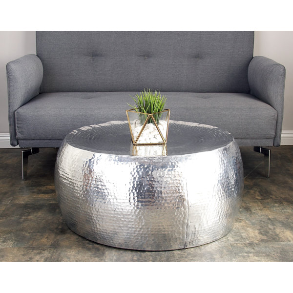 Hammered Pattern Brass Low Side Table
