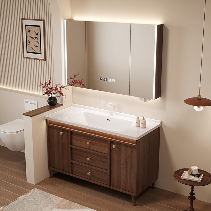 Ancient style brown bathroom cabinet