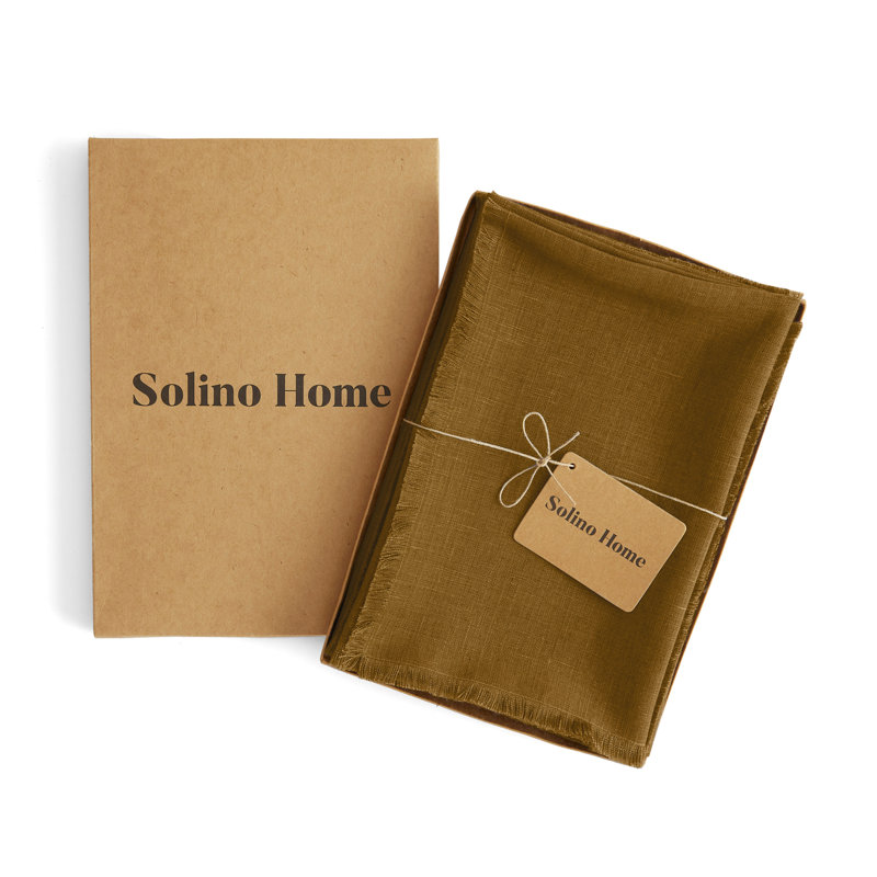 Fringe - 100% Pure Linen Dinner Napkins, Toffee