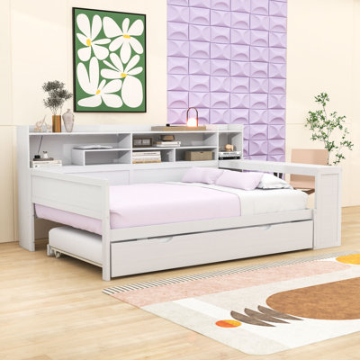 Daybed with Trundle, Storage Shelves and Study Desk by Lark Manor