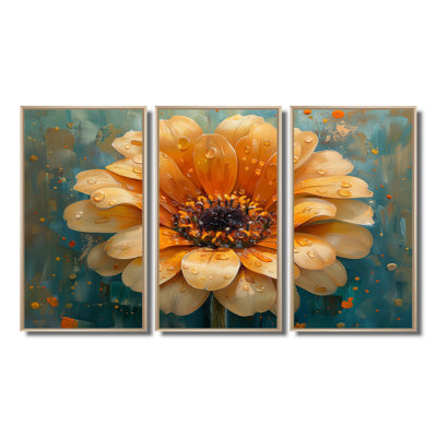 Orange Blue Vibrant Burst Marigold - Marigold Wall Decor Set