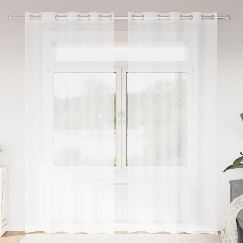Curtains With Curtains 2 Pcs Polyester, 225cm Width x 140cm Drop, White