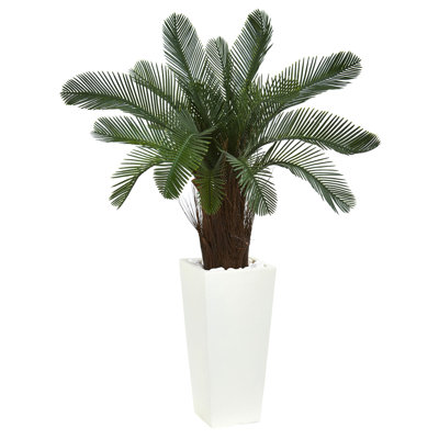 40 po Arbre artificiel Cycas en tour blanche résistant aux rayons UV (intérieur / extérieur)