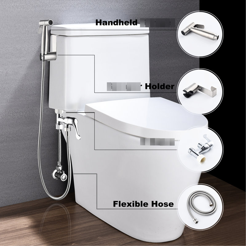 Bidet For Toilet, Handheld - Hygienic Butt Care Quality Vary Spray Rust And Corrosion Silver Metal Yacht Toilet Cleansing Customize Rust Corrosion Trait Line