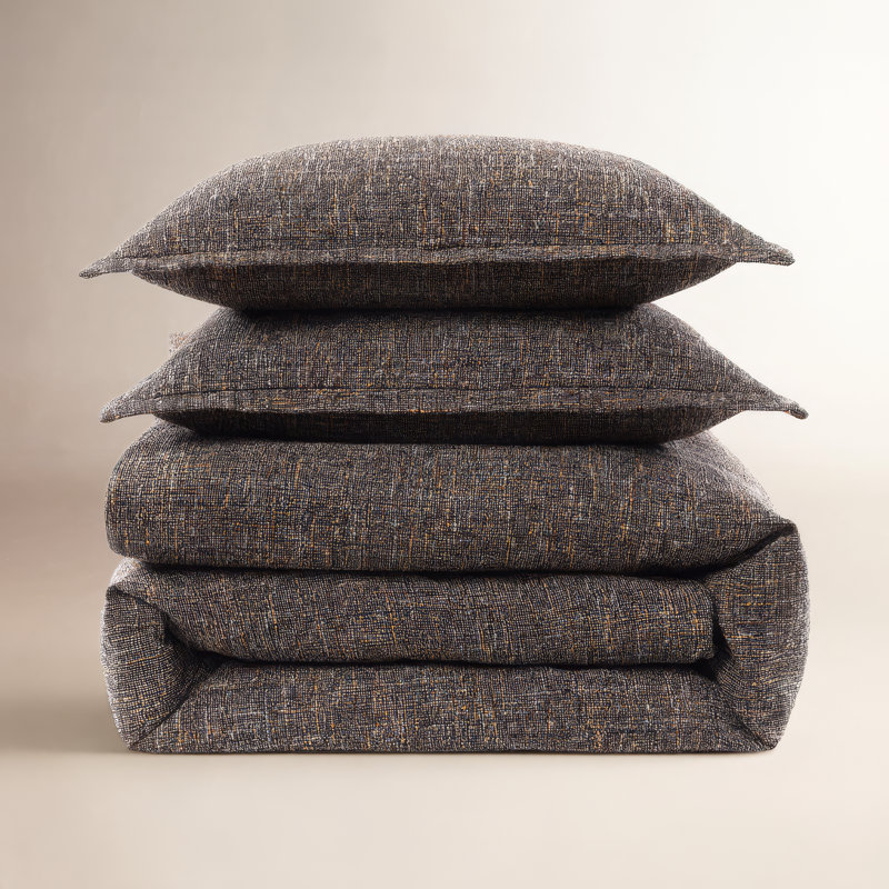 Ensemble d'édredon Tweed, Édredon pour grand lit + 2 taies décoratives, Brun