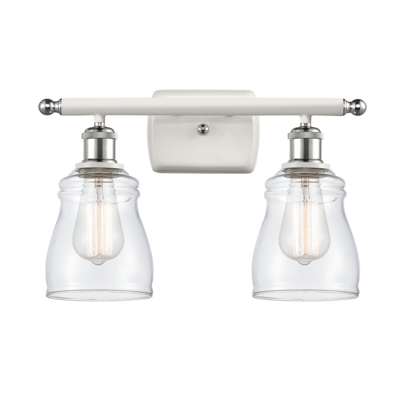 Mccarver 2 - Light Dimmable Vanity Light, 6 Watt Vinage LED Bulb, Clear, White/Polished Chrome