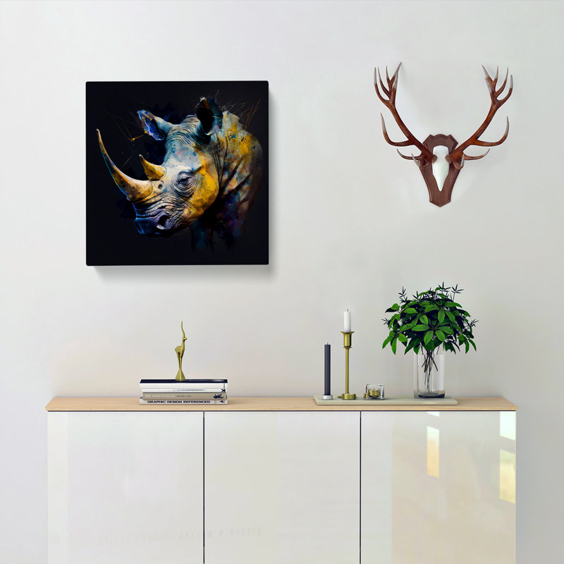Rhino - Wrapped Canvas, 50cm H x 50cm W x 3cm D
