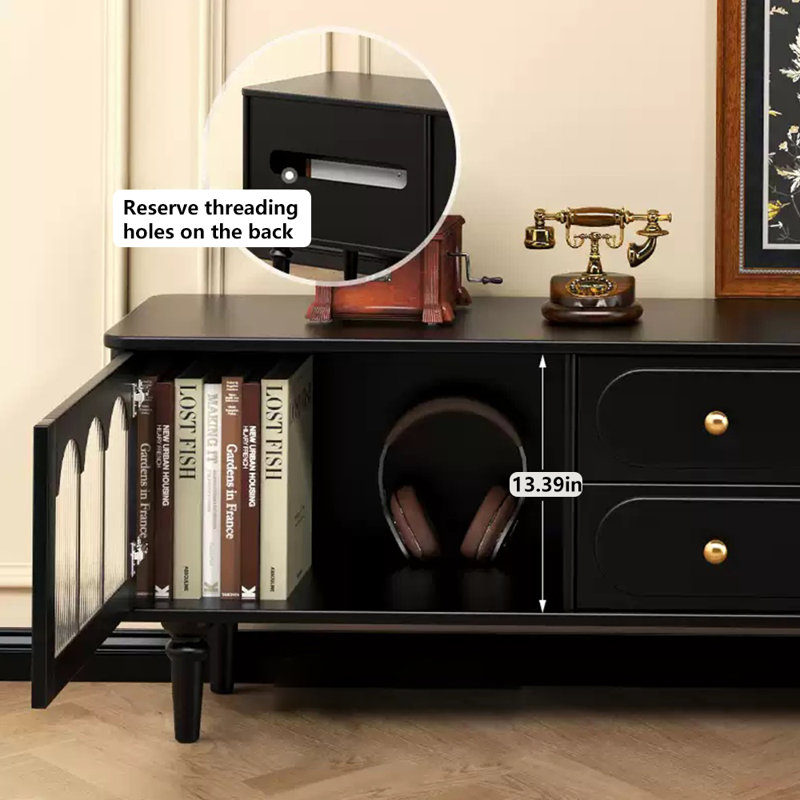 Meuble télé noir de style américain, L 70,87 po