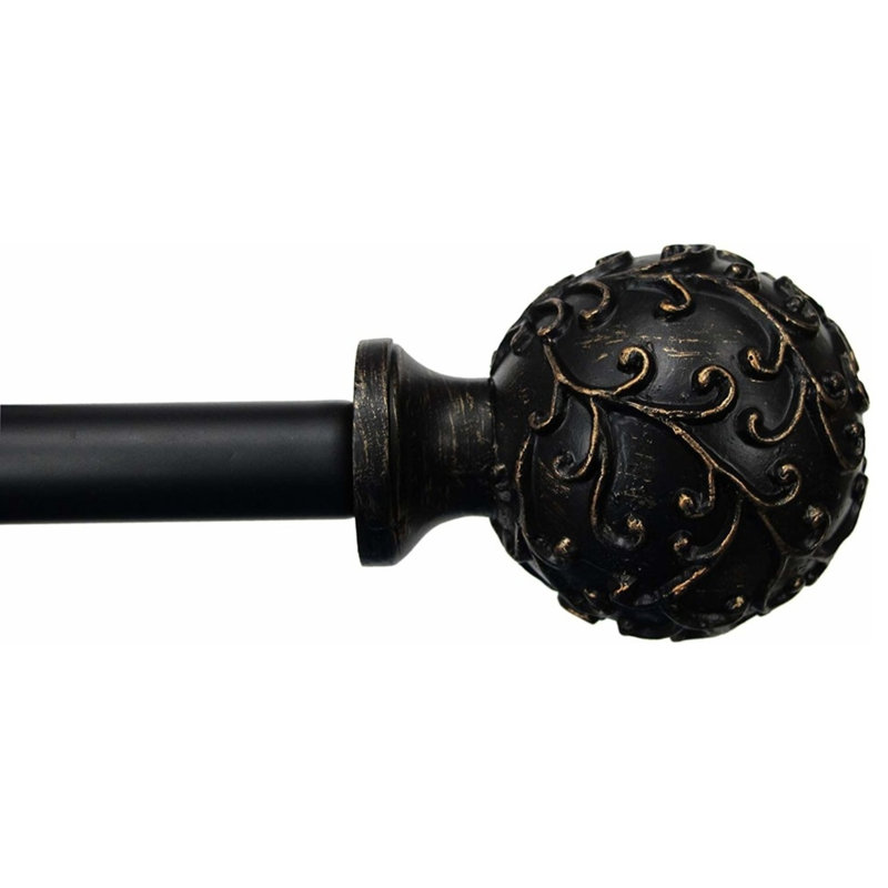 Shimizu Adjustable Single Curtain Rod, 1" H x 120" W x 1" D
