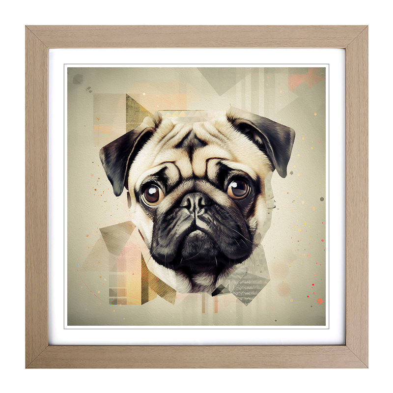 Pug Bauhaus - Framed Print, Oak